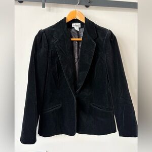 VTG 70s Womens Velvet Blazer Black Personal Size 12 Goth Disco Career Casual